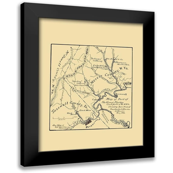 Hotchkiss 12x14 Black Modern Framed Museum Art Print Titled - Flat Top Coal Field West Virginia - Hotchkiss 1886