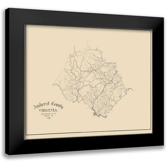 Hotchkiss 14x12 Black Modern Framed Museum Art Print Titled - Amherst County Virginia - Hotchkiss 1867