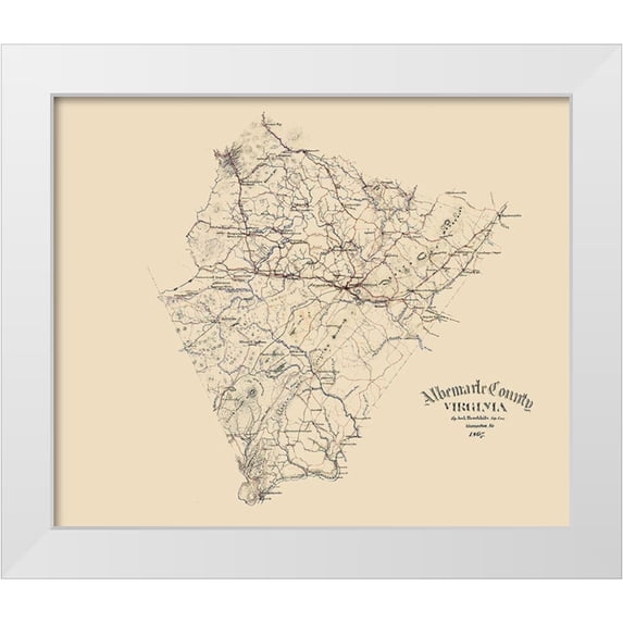 Hotchkiss 23x20 White Modern Wood Framed Museum Art Print Titled - Albemarle County Virginia - Hotchkiss 1867