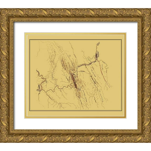 Hotchkiss 30x26 Gold Ornate Wood Framed with Double Matting Museum Art Print Titled - New River Railroad - Hotchkiss 1880