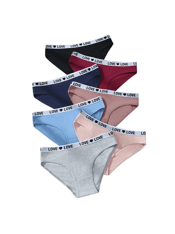 fashion solid color black women's thong, low waist exposed navel underwear for women, sexy seamless versatile underwear 7-pcs