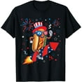 thumbnail image 1 of Hotdog 4th Of July Patriotic Rocket and Fireworks USA Flag T-Shirt Tee, 1 of 4