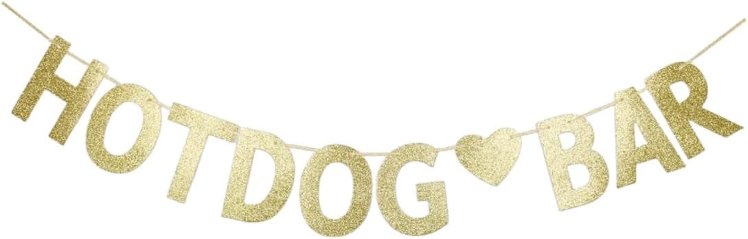 Hotdog Bar Banner – Deko Für Mottoparty – Selber Auffädeln – Gold-Rot – Partyzubehör