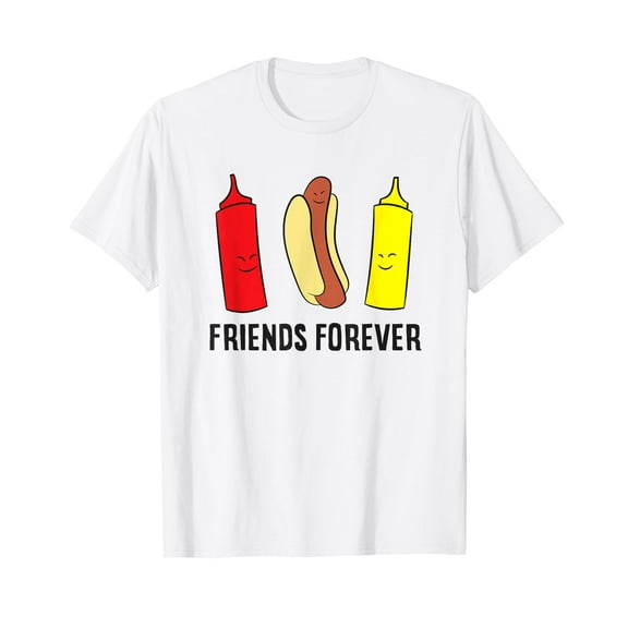 Hotdog Ketchup Mustard Friends Forever Funny Hot Dog T-Shirt