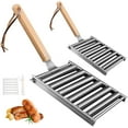 Hotdog Roller Grill with Long Wood Handle, 5 Sausage Roller with