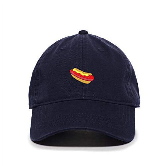 Hotdog Sandwich Baseball Cap Embroidered Cotton Adjustable Dad Hat Navy
