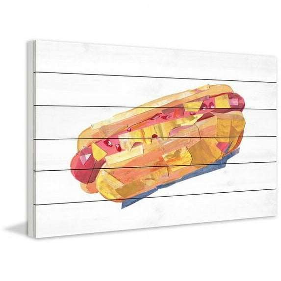 "Hotdog Sensation" Painting Print on White Wood