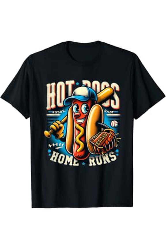 Hotdogs and Homeruns Hotdog Lovers Touchdown Baseball T-Shirt