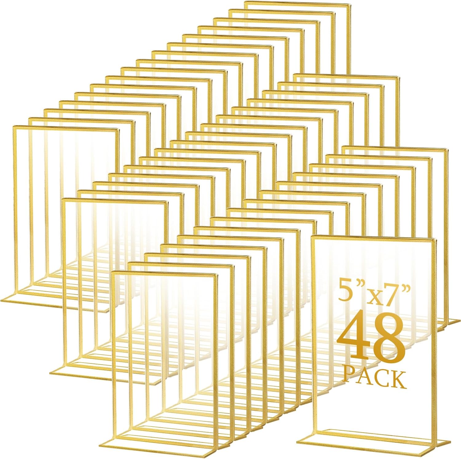 Hoteam 36 Pack Gold Acrylic Sign Holders, Gold Picture Frames Clear ...