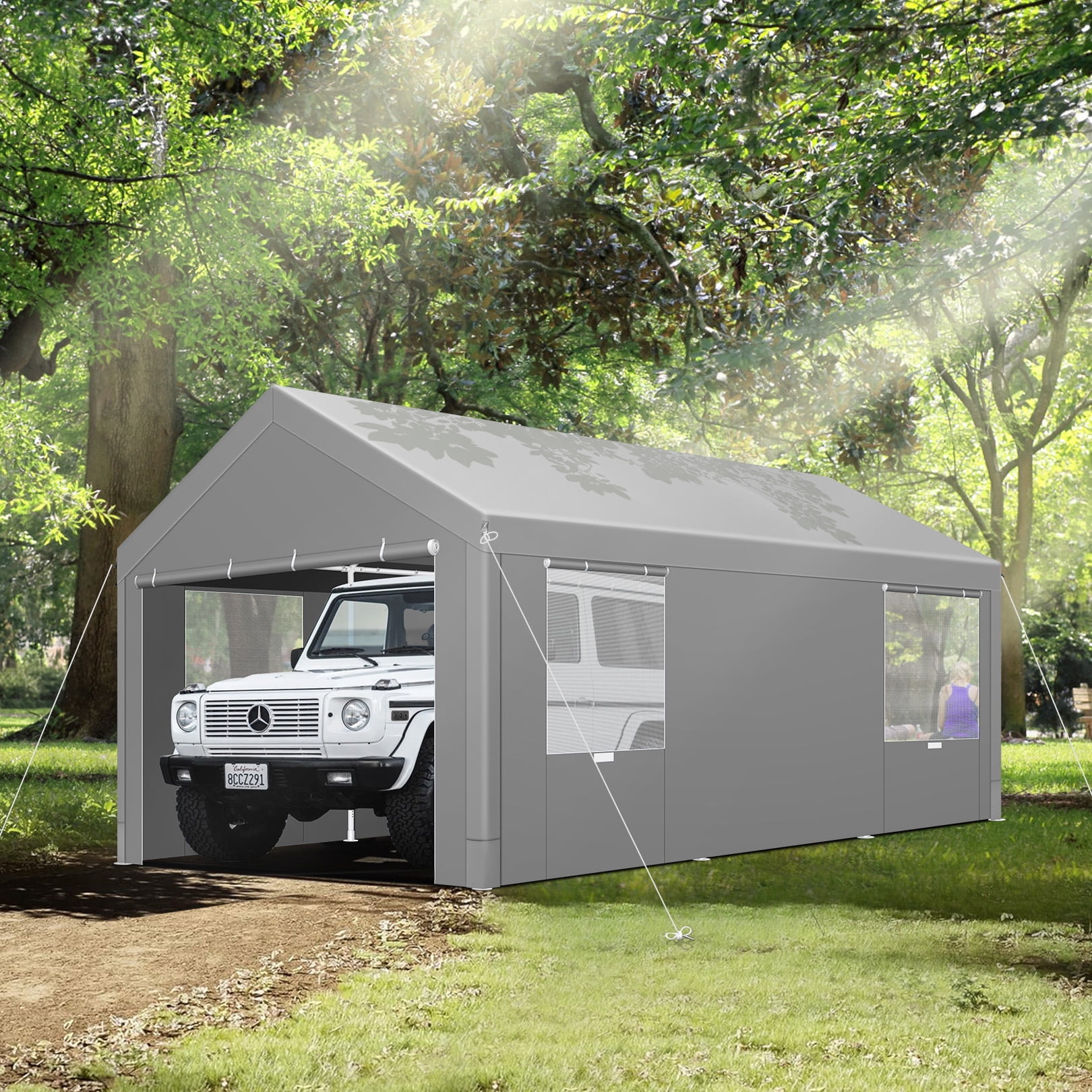 Hoteel 10'x20' Large Heavy Duty Car Tent with Steel Frame, Portable