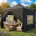 thumbnail image 1 of Hoteel 10x10 Heavy Duty Canopy Tent with 4 Sidewalls, Commercial Instant Shelter Tent for Parties, Wedding Event, Adjustable Outdoor Canopy with Carry Bag, 4 Ropes & 8 Stakes, Black, 1 of 8