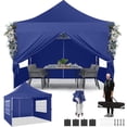 thumbnail image 1 of Hoteel 10x10 Pop Up Canopy Tent with 3 Sidewalls, Outdoor Canopy Tent Waterproof Pop Up Backyard Canopy Portable Party Commercial Instant Canopy Shelter Tent Gazebo for Wedding Camping, Dark Blue, 1 of 9