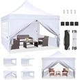 thumbnail image 1 of Hoteel 10x10 Pop up Canopy Tent Commercial Instant Canopy with 4 Sidewalls & Sandbags, UPF 50+ All Season Portable Tent for Parties Beach Camping Party Event Shelter Sun Shade, White, 1 of 8