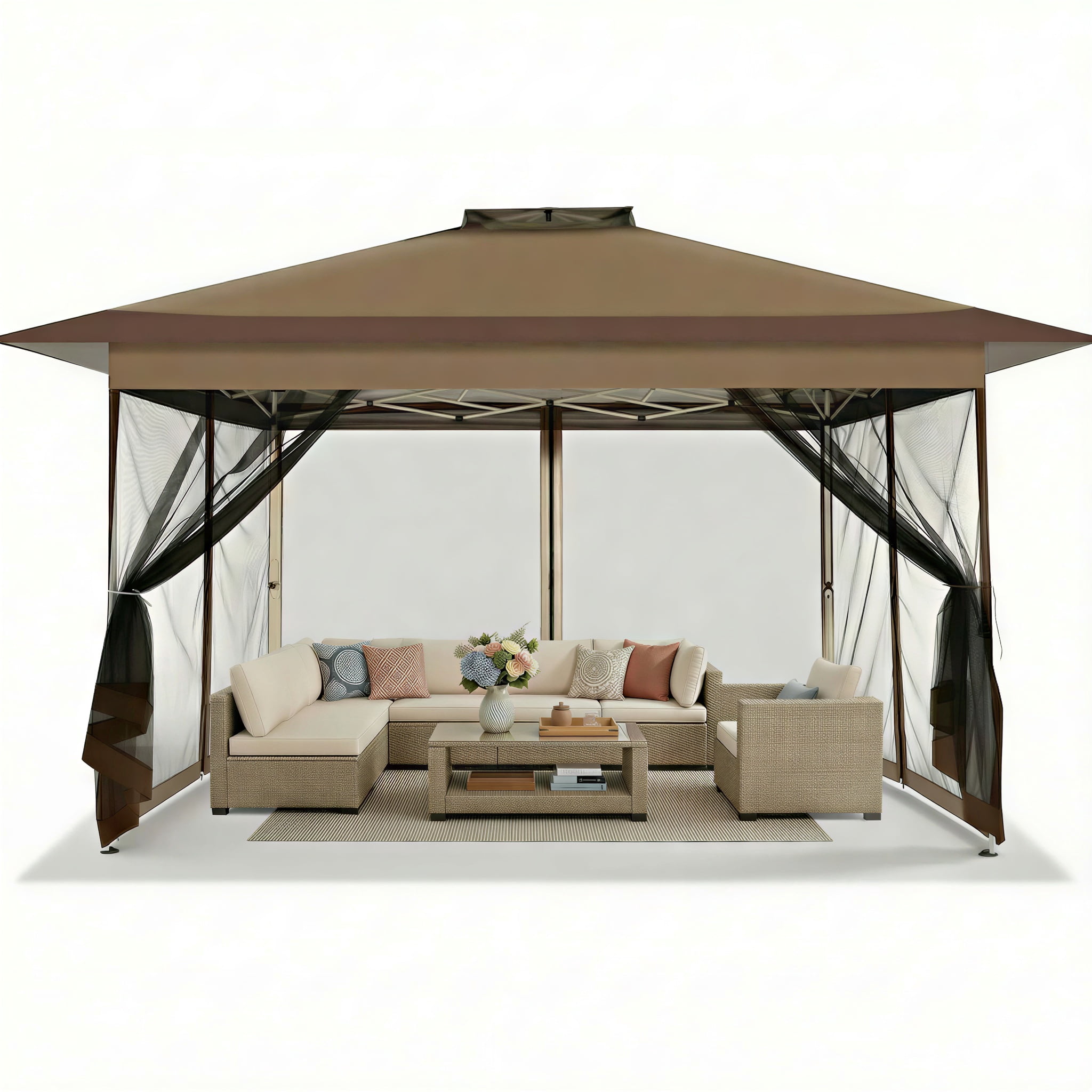 Hoteel 10x13 Outdoor Gazebo, Patio Canopy with Leaf Screen