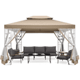 thumbnail image 1 of HOTEEL 10x13 Gazebos for Patios, Outdoor Canopy Gazebo Backyard Gazebo Patio with Mosquito Netting and Double Roof for Party, Wedding, BBQ and Event, Khaki, 1 of 11