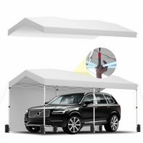 Hoteel 10x20 Pop Up Canopy-Easy Up Carport Canopy with One Push Setup-Outdoor Sun Shade&Waterppof Tent for Parties, Camping, Events-with 2 Sidewalls,Portable Bag,4 Weight Bags,4 Ropes&10 Stakes,White