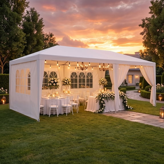 Hoteel 10x20 Party Tent Canopy Gazebo,Outdoor Canopy Tent with 6 Removable Sidewalls,Easy up Sun Shade UV Blocking Waterproof Outdoor Tent for Backyard,Parties,Wedding,Birthday,Bbq, White