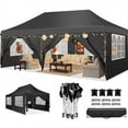 thumbnail image 1 of HOTEEL 10x20 Pop Up Canopy Tent with 6 Removable Sidewalls, Outdoor Waterproof Canopy Tents UV 50+ for Partie Wedding, Heavy-Duty Stable Frame and Carry Bag, Black, 1 of 12