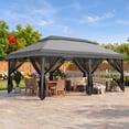 thumbnail image 1 of HOTEEL 10x20 Pop Up Gazebo with Netting, Double Roof Instant Canopy Tent with Extended Eaves, Waterproof & UV Protection Outdoor Pavilion for Patio, Party, Backyard, Gray, 1 of 10