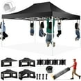 thumbnail image 1 of HOTEEL 10x15 Heavy Duty Canopy Tent - Commercial Pop Up with UV50+, Thick Hexagonal Frame, 4 Sidewalls, Anti-Pooling Design & Roller Bag (Black), 1 of 11