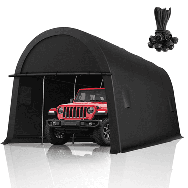 Hoteel 12×20 ft Heavy Duty Carport Outdoor Metal Car Tent with Metal Frame and Round Roof, Anti-Snow Portable Garage Storage Shelter for Automobiles,Trucks and Boats