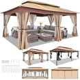 thumbnail image 1 of HOTEEL 12'x20' Heavy Duty Outdoor Gazebo, Patio Gazebo Waterproof Large Party Tent & Shelter with Double Roofs, Mosquito Nettings and Privacy Screens for Backyard, Garden, Lawn, Khaki, 1 of 9