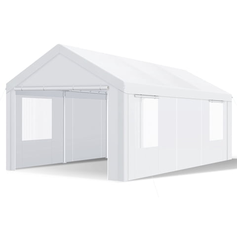 HOTEEL 12'x20' Heavy Duty Carport with Steel Frame, Portable Garage Car Tent Wedding Tent Gazebo Big Tents Shelter with Waterproof Top Cover, All-Season Tarp, White