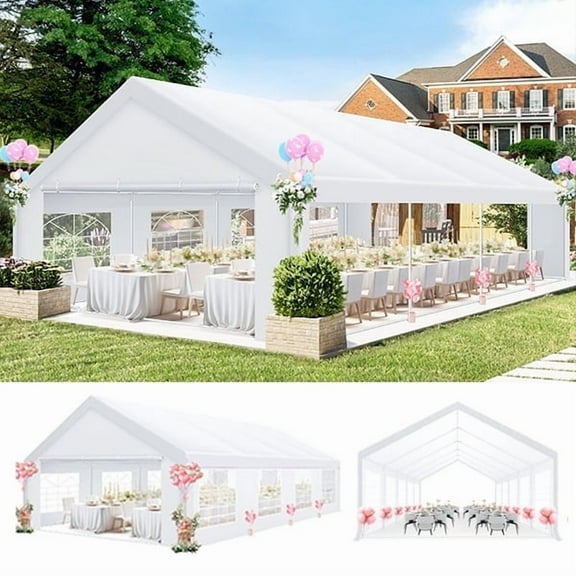 HOTEEL 20x30 Party Tent Heavy Duty with Removable Sidewalls & 4 Built-in Sandbags, Commercial Wedding Large Tent, UV 50+, Waterproof, White
