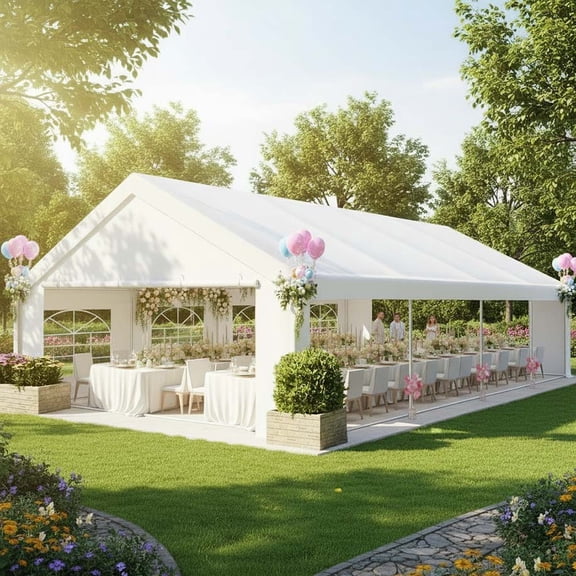 HOTEEL 20x30 Heavy Duty Canopy Tent, Easy Up Commercial Outdoor Canopy Wedding Party Tent, Waterproof Outdoor Canopy Tents for Large Events, Wedding, Parties, White