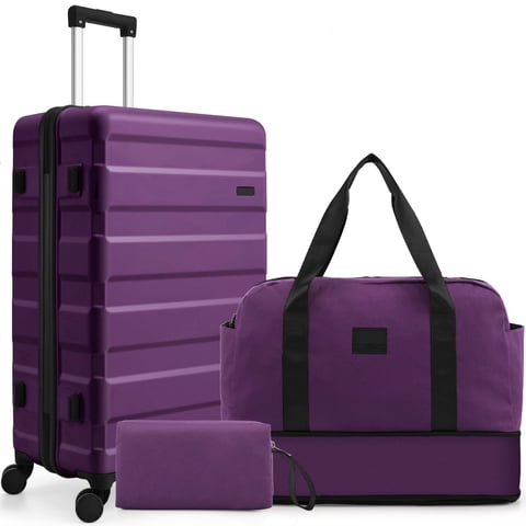 HOTEEL 3 Piece Carry on Luggage Set with Backpack & Toiletry Bag,PC+ABS Durable Suitcase with Built-in TSA Lock&Spinner Wheels for Business Travel Vacation