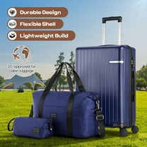 Hoteel 3 Piece Luggage Set,ABS PC Hardside Suitcase with TSA Lock Spinner Wheels,5 PCS Carry On Travel Luggage with Duffel Bag and Toiletry Bag.(Navy Blue)
