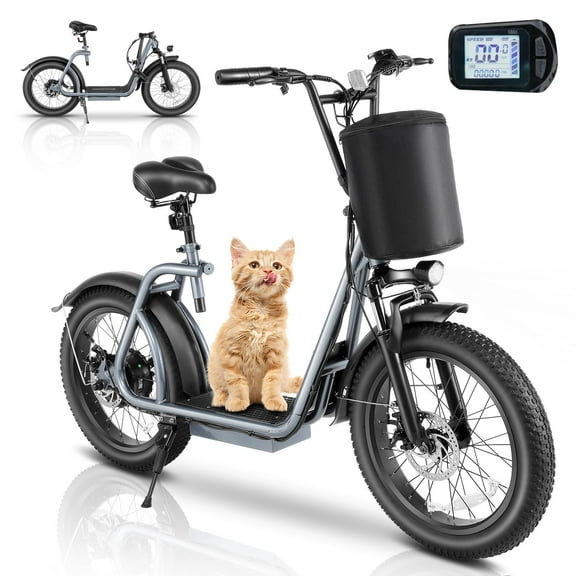 SANOPY Electric Scooter Adults, 20" x 3.0 Fat Tire for All-Terrai, Peak 819W Dirt Scooter , 48V 10.4AH Battery up to 30 Miles 20Mph,Gray