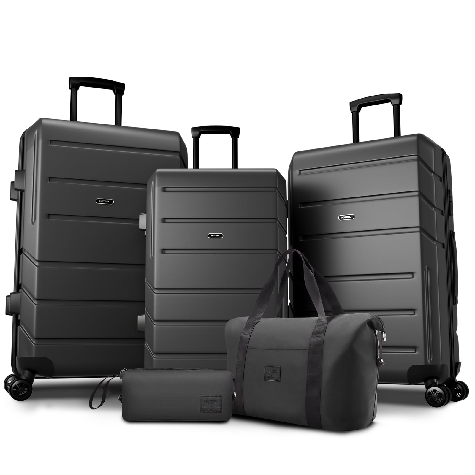 HOTEEL 5 Piece Hardshell Luggage Set with Backpack & Toiletry Bag,PC+ABS Durable Suitcase with Built-in TSA Lock&Spinner Wheels for Business Travel Vacation