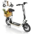 thumbnail image 1 of Hoteel 500W Electric Scooter,22-Mile Range,12"Shock-Absorbing Tires,375Wh Battery,Foldable,Seat&Basket for Easy Commuting, 1 of 10