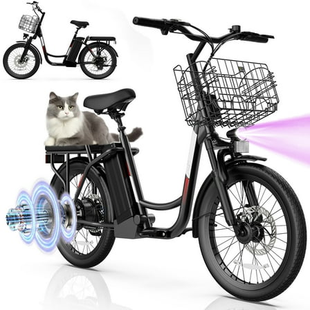 SANOPY 500W Electric Scooter for Adults with Seat,48V Removable Battery, 20 Mile Range, 20MPH Max Speed,Shock Absorber, Rear Rack, Commuter E-Bike for Teens and Adults