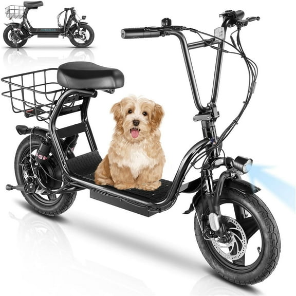 SANOPY 870W(Peak) Adults Electric Scooter with Seat, 14" Tires Electric Bike, 20 MPH Max Folding Electric Scooter 300lbs Weight for Adults, Black