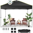 thumbnail image 1 of Hoteel Canopy 10x10 Pop Up Canopy Tent 1-Button Push Easy up Outdoor Canopy Instant Portable Commercial Shelter Waterproof UPF50+ Gazebo with Reflective Strip, Air Vent & 4 Sandbags, Black, 1 of 7