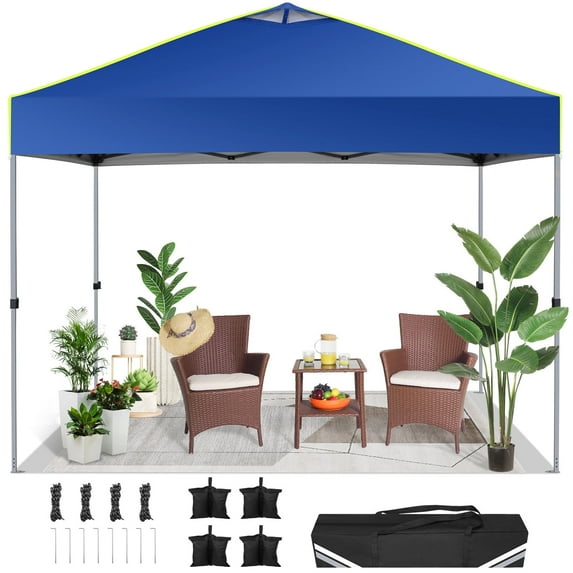 Hoteel Canopy 10x10 Pop Up Canopy Tent 1-Button Push Easy up Outdoor Canopy Instant Portable Commercial Shelter Waterproof UPF50+ Gazebo with Reflective Strip, Air Vent & 4 Sandbags, Dark Blue