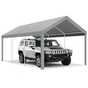 Hoteel Carport 10'x20' Heavy Duty Canopy, Portable Garage Metal Steel Frame & Polyester Top Carport Shelter for Outdoor Truck Boat Car Port Party Storage Car Canopy Gray