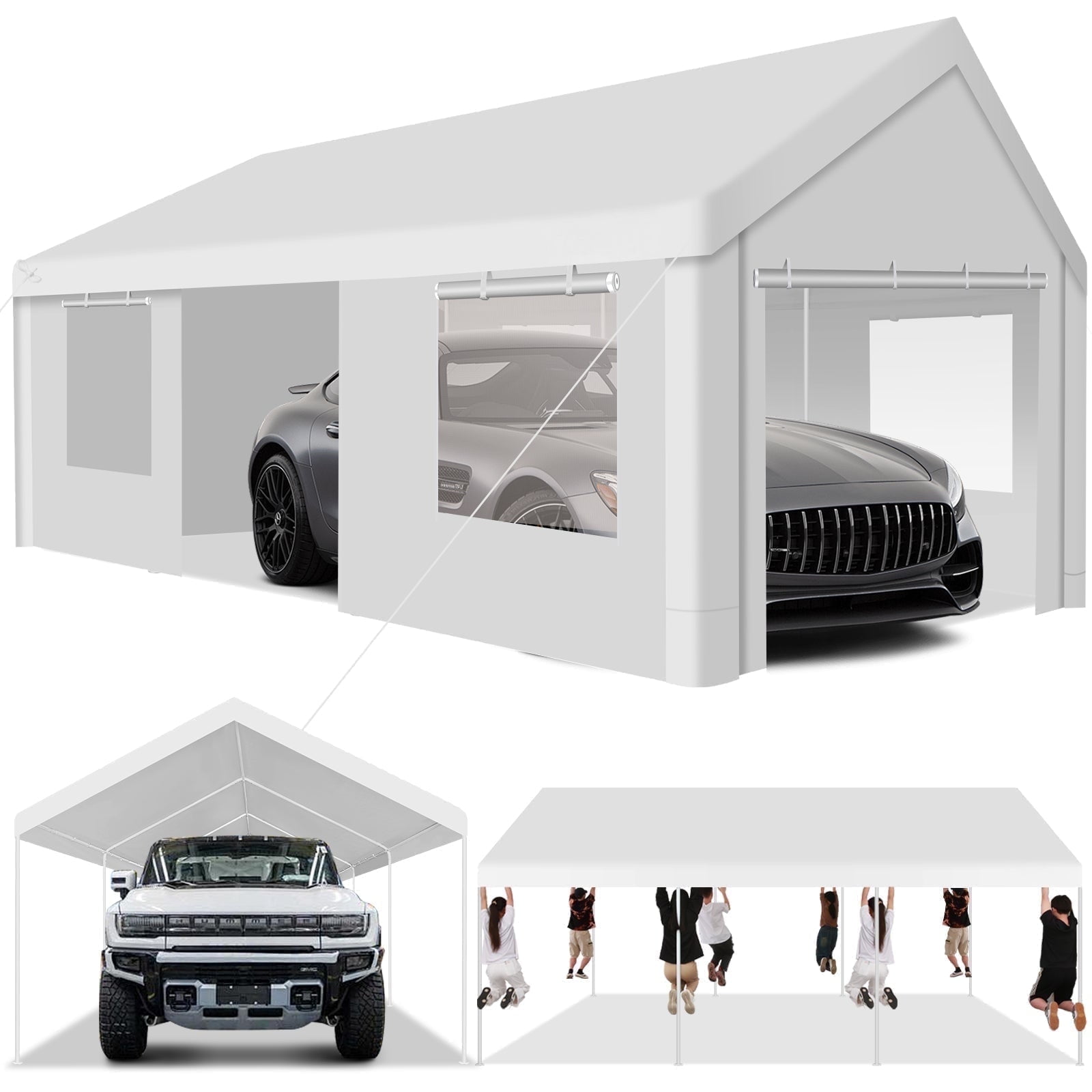 12' x 20' Heavy Duty Portable Carport with Windows