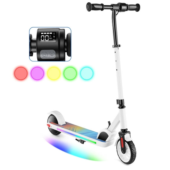 SANOPY Electric Scooter for Kids 8+,180W Upgraded Motor,4 Adjustable Heights & 3 Speed,Lightweight, LED Display,Foldable Electric Scooter with Deck Lights for Kids & Teen
