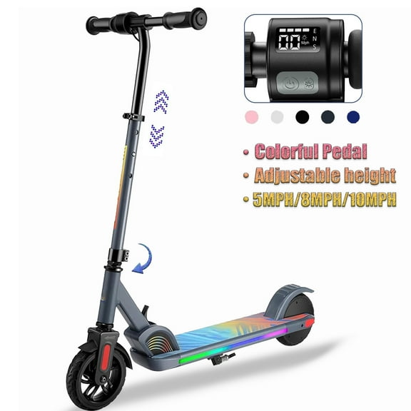 SANOPY Kids Electric scooter,LED Lighted Wheels and 4 Adjustable Height Handlebars,LED Display&Foldable Widen Anti-Slip Deck Electric Scooter,150W/120W Motor&10 Mph,6 Years and up for Kids Ages 6-14