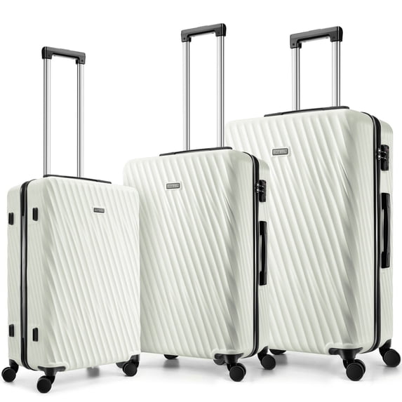 Hoteel Luggage Sets 3 Piece, PC ABS Hardshell Suitcase with Spinner Wheels TSA Lock, Lightweight Travel Carry on Luggages for Women and Men, Beige(20/24/28)