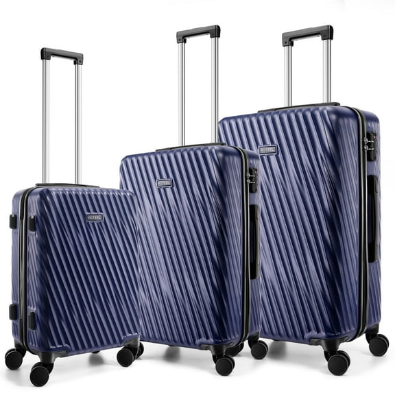Hoteel Luggage Sets 3 Piece, PC ABS Hardshell Suitcase with Spinner Wheels TSA Lock, Lightweight Travel Carry on Luggages for Women and Men, Blue(20/24/28)