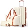 thumbnail image 1 of HOTEEL 3 Piece Carry on Luggage Set 20in Suitcase with Spinner Wheels TSA Lock, PC ABS Hardside Luggage Set with Toiletry Bag & Travel Duffel Bag, Beige, 1 of 8