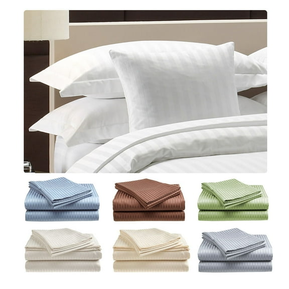 Hotel , 400 Thread Count 100% Cotton Sateen Dobby Stripe Bed Sheet Set