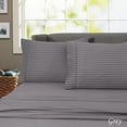 thumbnail image 1 of Hotel 600 Thread Count 100% Egyptian Cotton Quality Striped Sheet Set (Full, Gray), 1 of 2