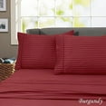thumbnail image 1 of Hotel 600 Thread Count 100% Egyptian Cotton Quality Striped Sheet Set (Twin Extra Long, Burgundy), 1 of 2