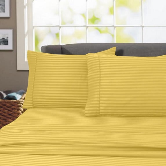 Hotel 600 Thread Count 100% Egyptian Cotton Quality Striped Sheet Set (Twin, Gold)