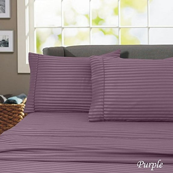 Fresh Linen Collection Inc 4-Piece 600 Thread Count Purple Egyptian Cotton Bed Sheet Set, Twin – Deep Pocket, Wrinkle Resistant